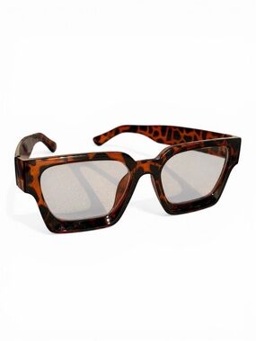 Tortoiseshell Square Glasses Clear Lens Fashion Frames Brown Leopard Print